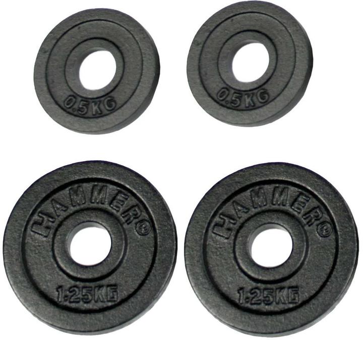 Image du produit Hammer Fitness Disques de poids 2 x 0,5 kg + 2 x 1,25 kg (2 x 0,5 kg)