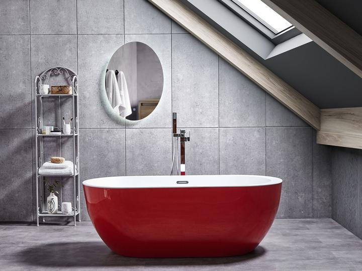 Actual product image Beliani Bath tub free-standing red oval 160 x 75 cm NEVIS (203 l, 160 cm, 75 cm)