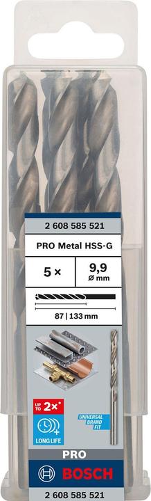 Image du produit Bosch Professional Zubehör Foret hélicoïdal PRO Metal HSS-G, 9,9 x 87 x 133 mm (9,9 mm)