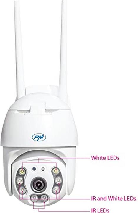 Actual product image PNI IP65 live PTZ video surveillance camera 5 MP, GSM 4G, micro SD card slot, motion detection (2720 x 1976 Pixels)