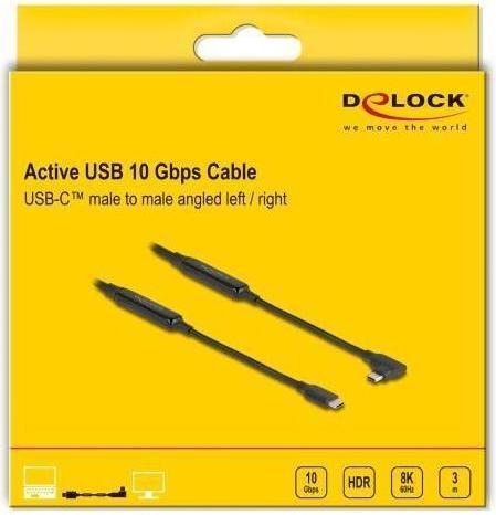 Image du produit Delock Câble USB actif 10 Gbps USB Type-C mâle vers mâle (3 m, USB 3.2 Gen 2, 60 W)