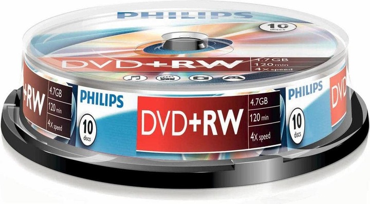Image du produit Philips 1x10 DVD+RW 4.7GB 4x SP (10 x)