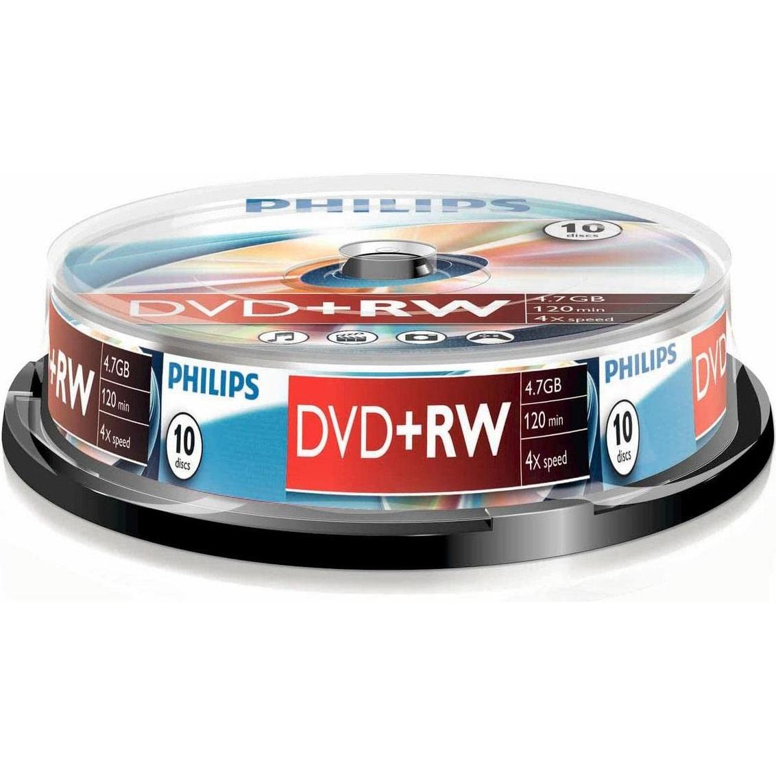 Philips 1x10 DVD+RW 4,7GB 4x SP (10 x), Optischer Datenträger