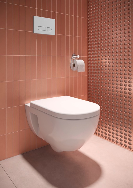 Actual product image Duravit D-Code wall-mounted toilet, low flush, rimless, 370x570x360mm, 4.5/3-litre, white high gloss