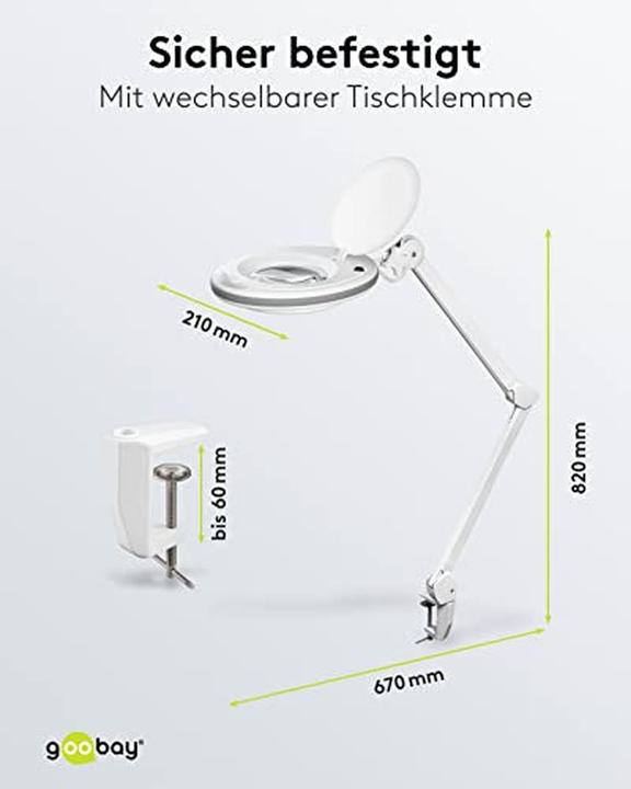 Actual product image Goobay LED clamp magnifier lamp, 8 W (650 lm)