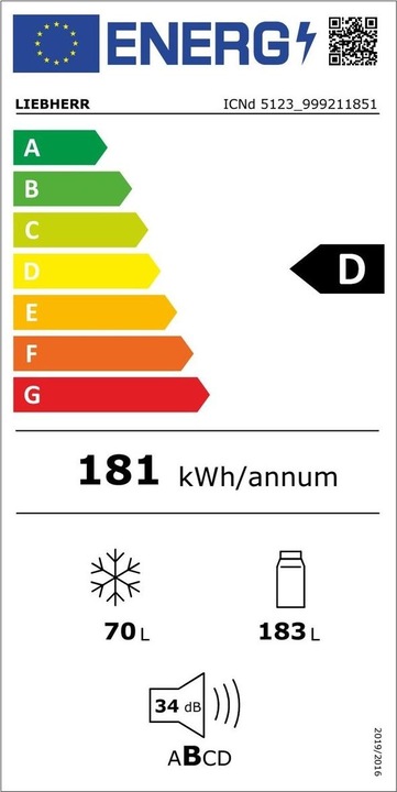 Energy Label Liebherr Integrated fridge-freezer combination (253 l)