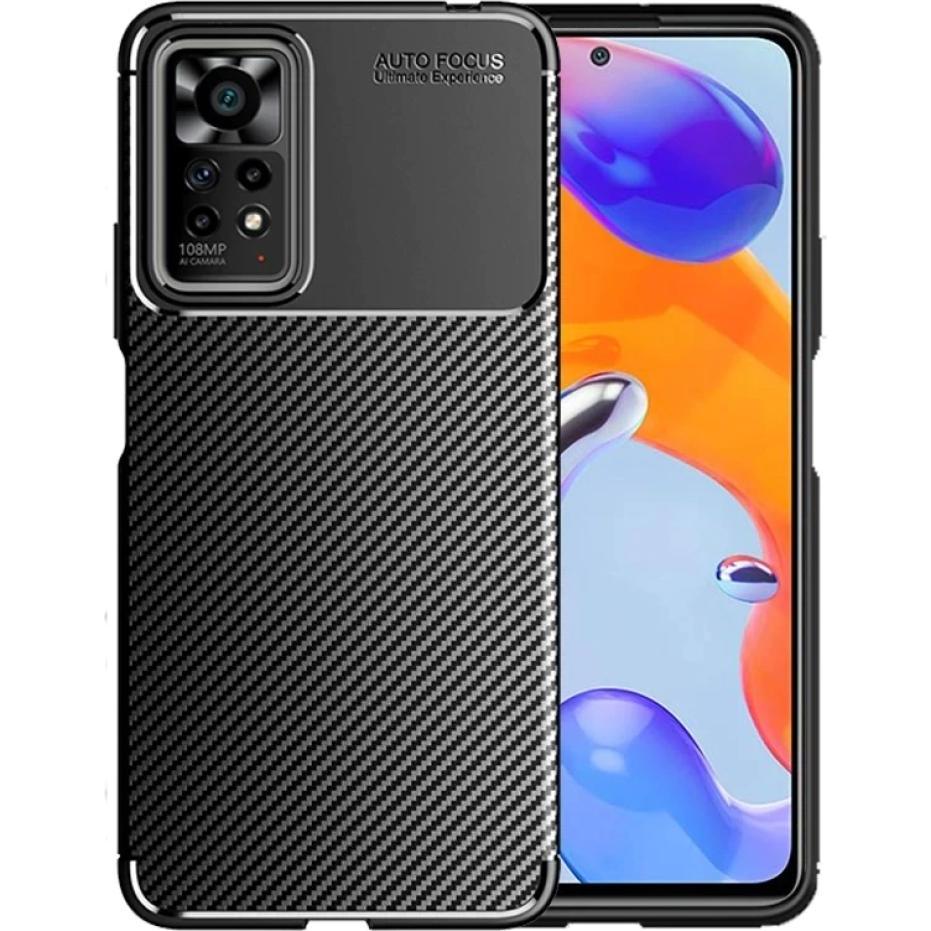 Screenguard Xiaomi Redmi Note 11S Hülle Carbon Design TPU Case (Xiaomi Redmi Note 11S), Smartphone Hülle, Schwarz