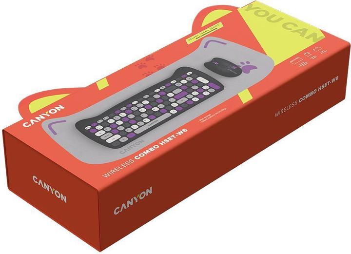 Produktbild Canyon Computertastatur HSET-W6 DE Tastatur+Maus Kitty Edition AAA+ Kabellos Violett (DE, Kabellos)