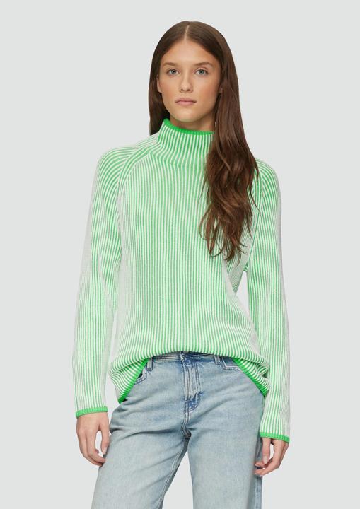 Produktbild s.Oliver Strickpullover Zweifarbiger Strickpullover mit Stehkragen (46)