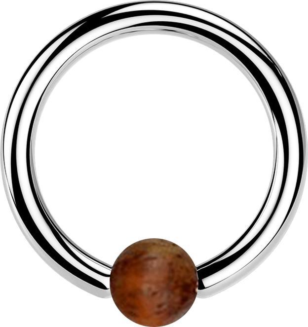 Immagine prodotto Star Piercing Anello di chiusura a sfera in argento con sfera in legno di tamarindo scuro (senza ottone, Organico, Acciaio chirurgico 316L)