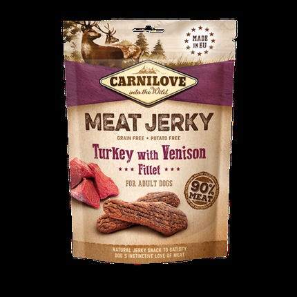 Actual product image Carnilove Jerky Turkey with Venison Fillet 100 g - (12 pk/ps) (100 g)