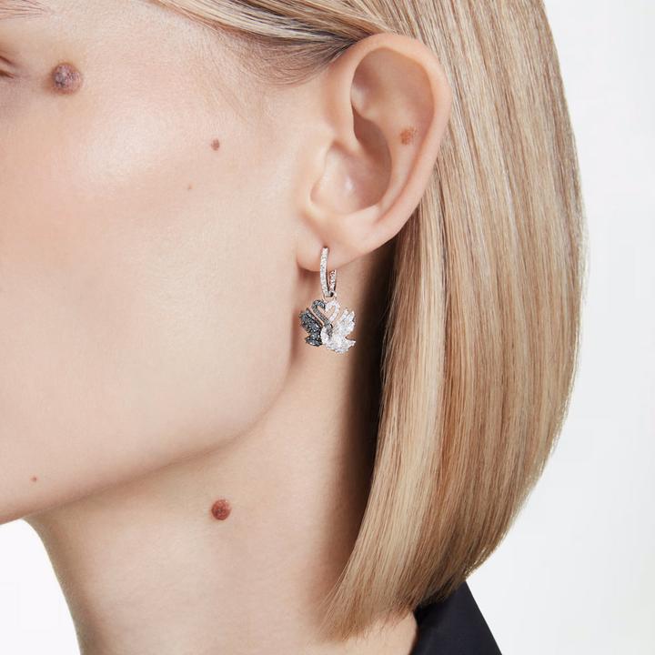 Actual product image Swarovski Swan Drop Ohrhänger Schwan Schwarz (Swarovski Metal)