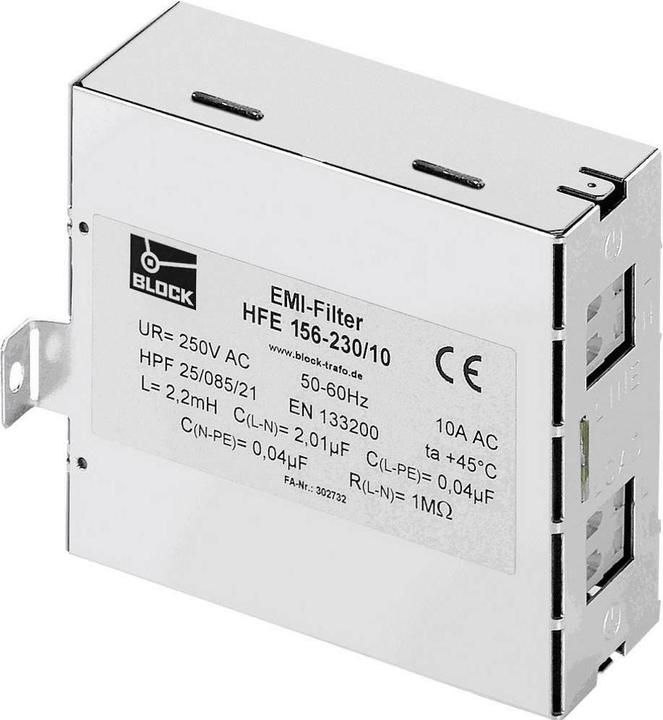 Image du produit Block HFE 156-230/10 HFE 156-230/10 Filtre antiparasite 250 V/AC 10 A (L x H) 4