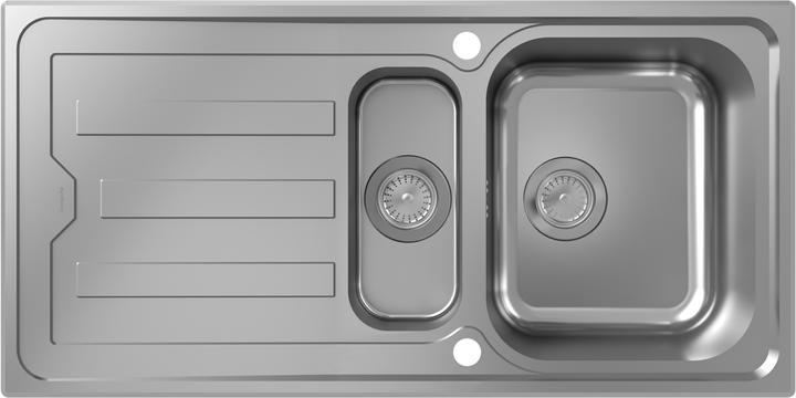 Actual product image hansgrohe S44 built-in sink 342/145, stainless steel, with drainer, 2 basins, 1000x500mm, 43366800 (Fitted sink, 50 cm, 100 cm)