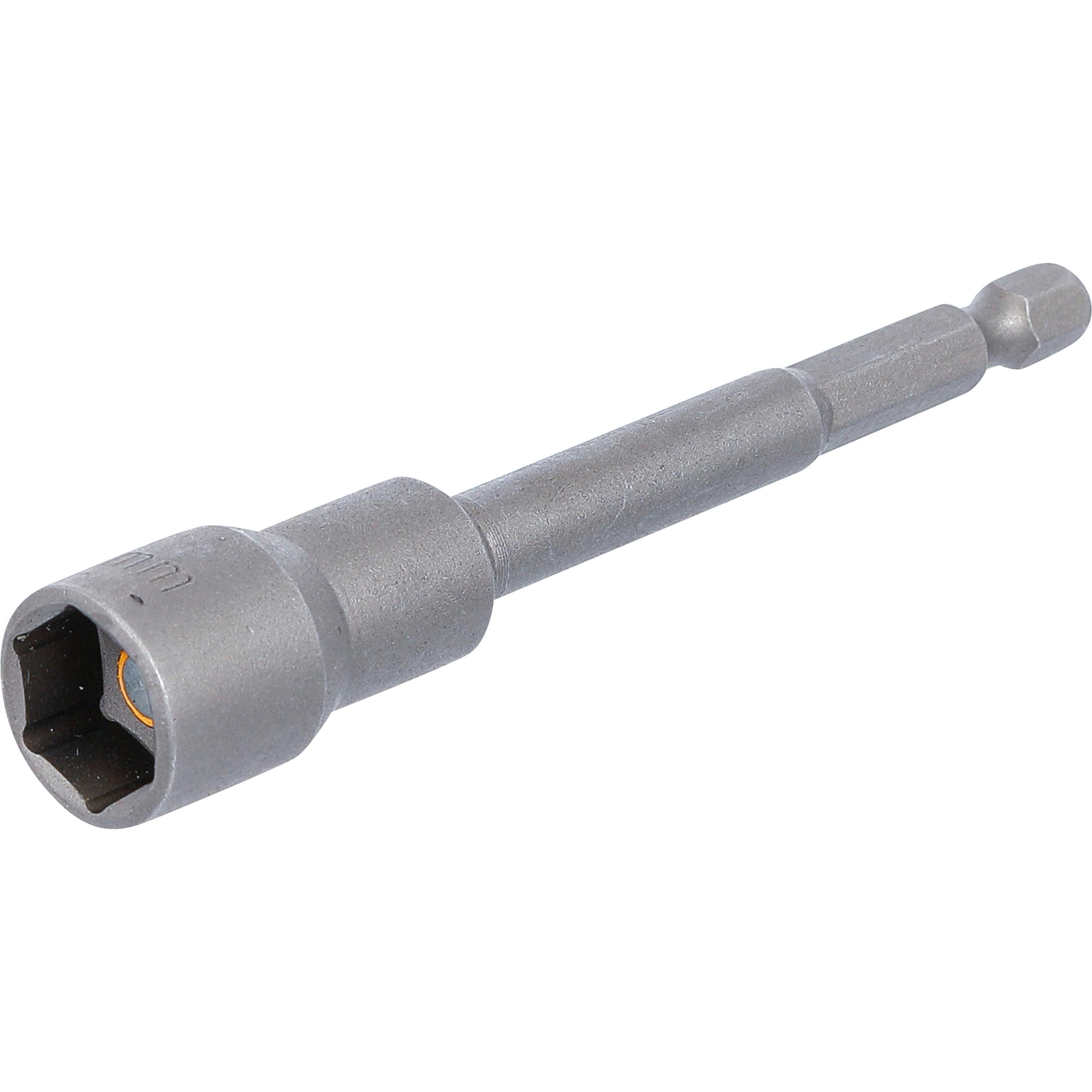 BGS, Steckschlüssel + Stecknuss, Steckschlüssel-Einsatz Sechskant, extra lang für Bohrmaschinen 6,3 mm (1/4") SW 13 mm (...