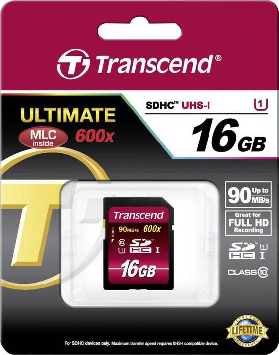 Actual product image Transcend SDHC Ultimate Card (16 GB, SDHC, U1, UHS-I)