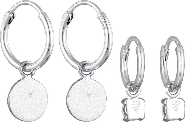 Produktbild Elli Ohrringe Creolen Plättchen Opal Edelstein 2er Set 925 Silber (Synthetischer Opal, 925er Sterling Silber)