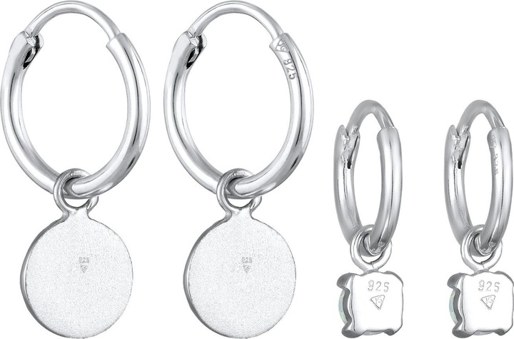 Immagine prodotto Elli Orecchini Creoles Plate Opal Gemstone Set di 2 Argento 925 (Sintetico Opale, Argento 925)