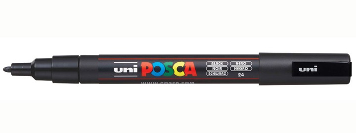 Actual product image Posca Marker PC-3M round tip (Black, 0.90 mm, 1 x)