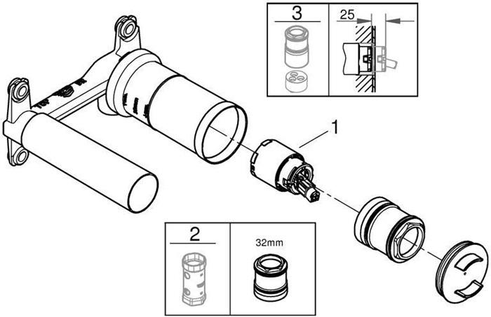 Productafbeelding Grohe 23571000 Met één hand te monteren universele inbouwbehuizing