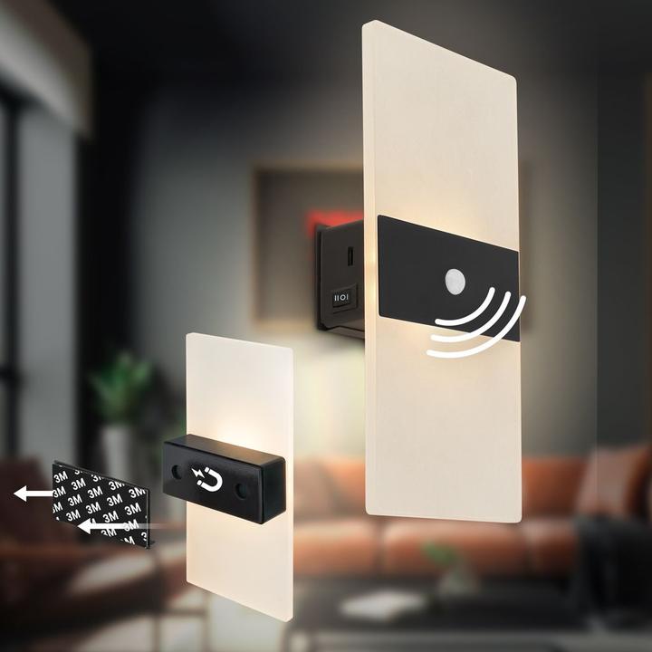 Produktbild Briloner AURA LED Akku Wandleuchte mit Sensor - Schwarz (100 lm)