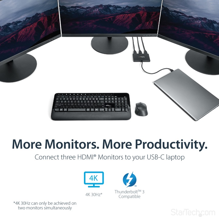 Actual product image StarTech 3-Port Multi-Monitor Adapter (USB-C, 10.50 cm)