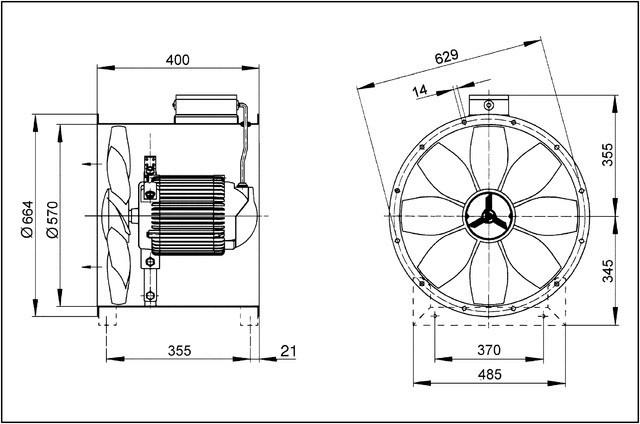 Produktbild Maico MAI DZR 56/6 B Axial-Rohrventilator, DN560, Drehstrom