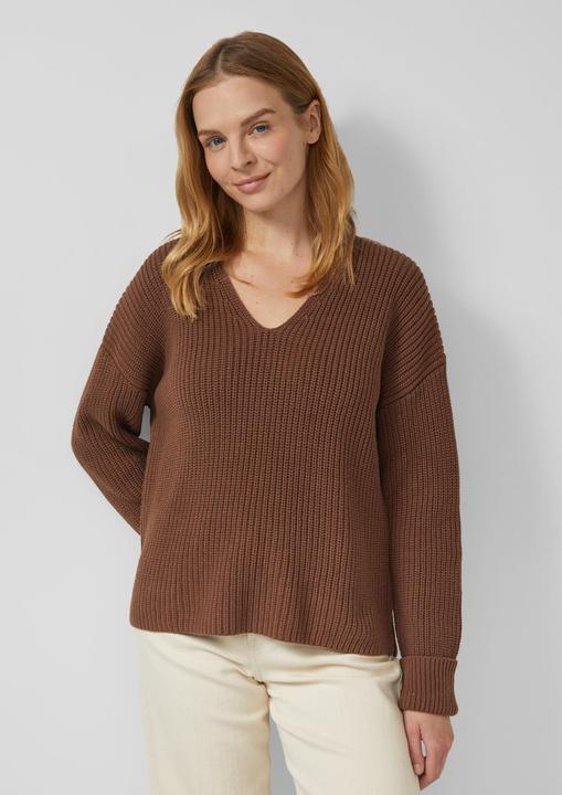 Produktbild s.Oliver Strickpullover Grobstrickpullover mit V-Ausschnitt im Relaxed Fit (38)