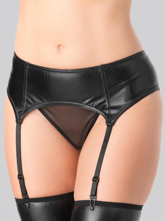 Actual product image Lovehoney Fierce Wet Look Suspender Belt (Black Medium) (M)