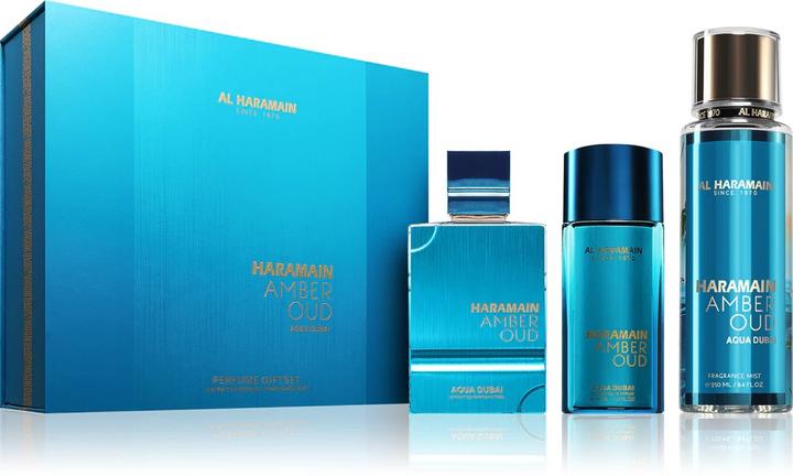 Al Haramain Amber Oud Aqua Dubai - parfémovaný extrakt 75ml + parfémovaný extrakt 30ml + tÄ›lový závoj 250ml (Parfum set)