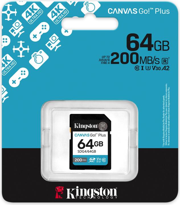 Produktbild Kingston Card Canvas Go Plus SDG4 (64 GB, SDXC, U3, UHS-I)