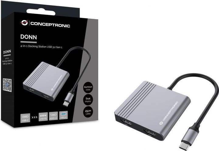Actual product image Conceptronic 4-in-1 USB 3.2 Gen 1 Docking Station (USB-C, 4 ports)