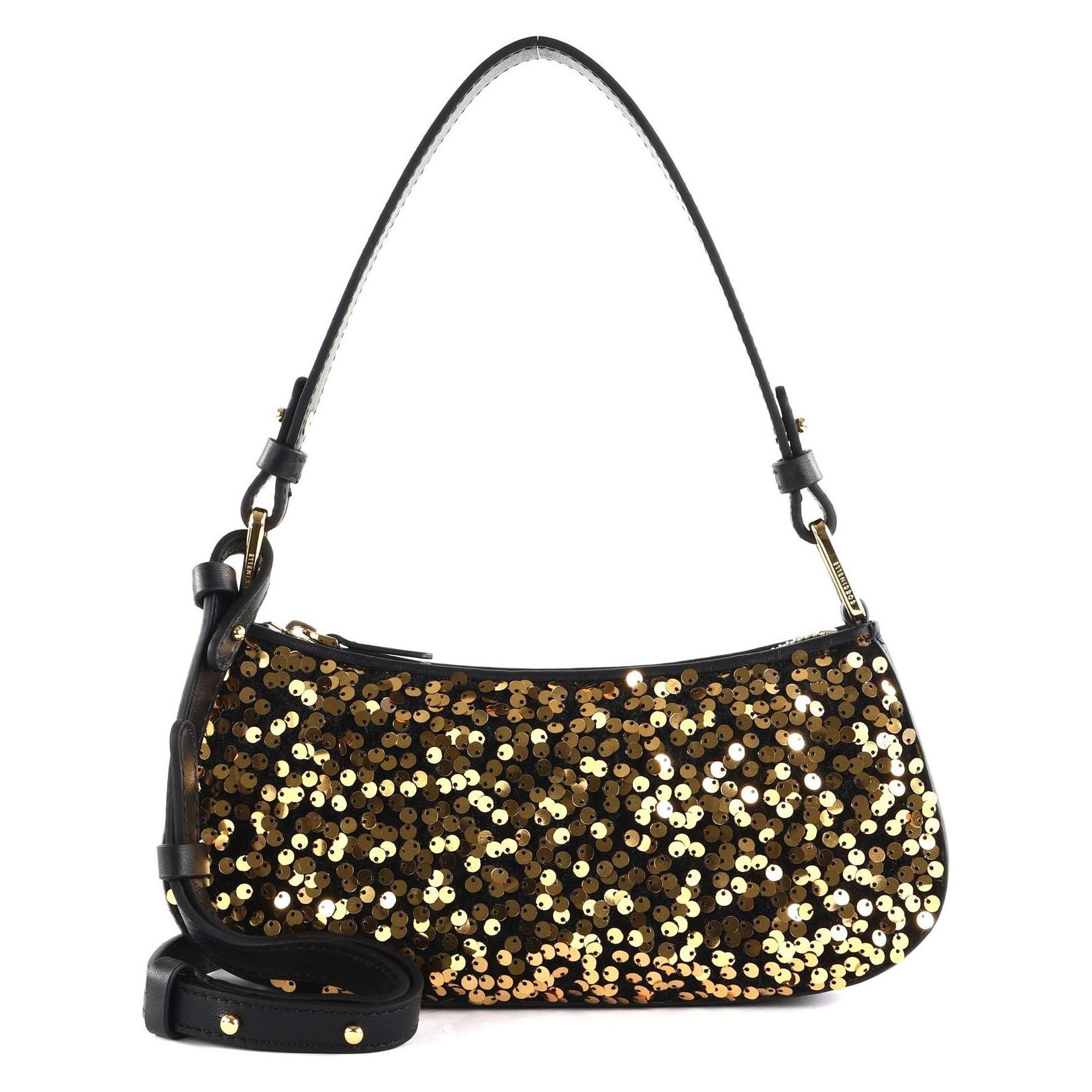 Coccinelle, Damen, Handtasche, Merveille Paillettes Mini Bag, Schwarz, Gold