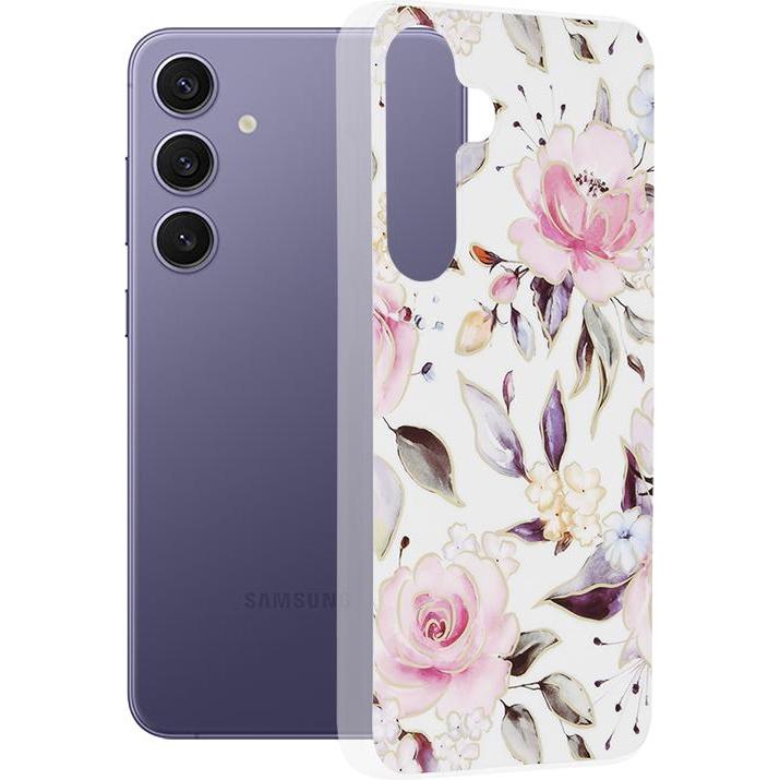 Techsuit - Marble Series - Samsung Galaxy S24 Plus - Chloe White (Samsung Galaxy S24+), Cover smartphone, Bianco