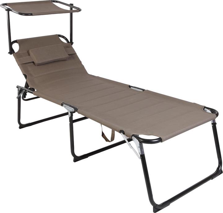 Mojawo XXL Aluminium verstellbare Gartenliege mit Dach L200xB70cm (200 cm)