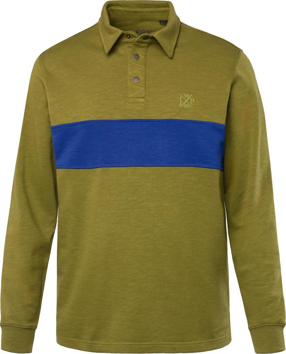 Actual product image JP1880 Rugby jumper, chest stripes, polo collar with press studs, up to 8 XL (4XL)