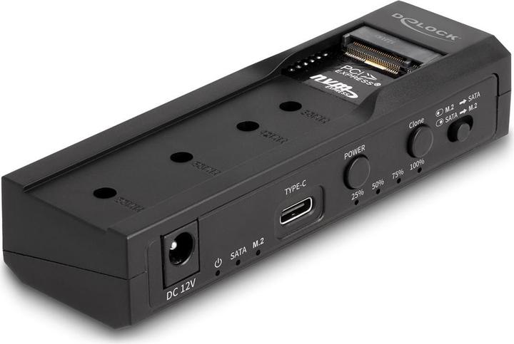 Delock USB Type-C Konverter für 1 x M.2 NVMe SSD + 1 x SATA SSD / HDD mit Klon Funktion