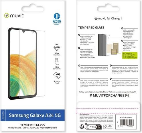 Actual product image Muvit For Change glass film (1 Piece, Samsung Galaxy A34 5G)