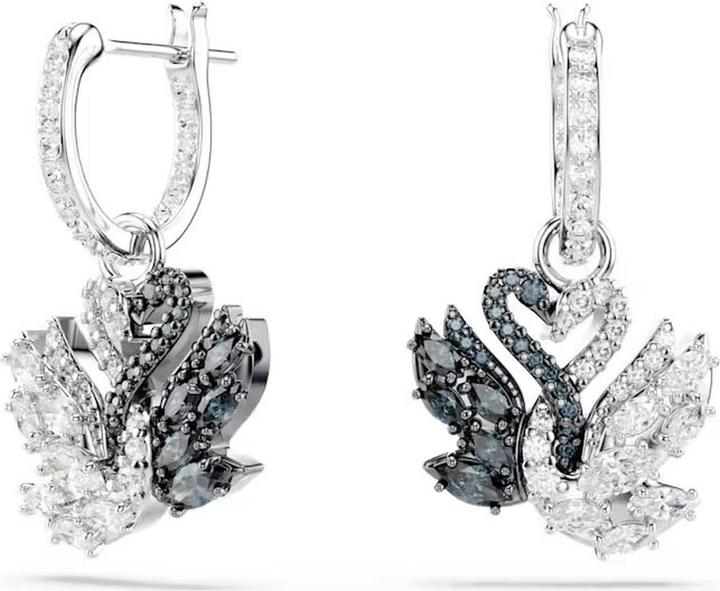 Actual product image Swarovski Swan Drop Ohrhänger Schwan Schwarz (Swarovski Metal)