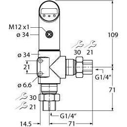 Turck Sensore di pressione differenziale con uscita in corrente e uscita di commutazione a transistor, Cavo di alimentazione