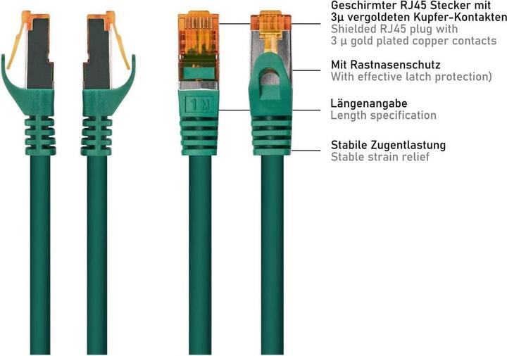 Produktbild Varia Cat 7 RJ45 Patchkabel 20m grün TPE flexibel hochwertig (S/FTP, CAT7, 20 m)