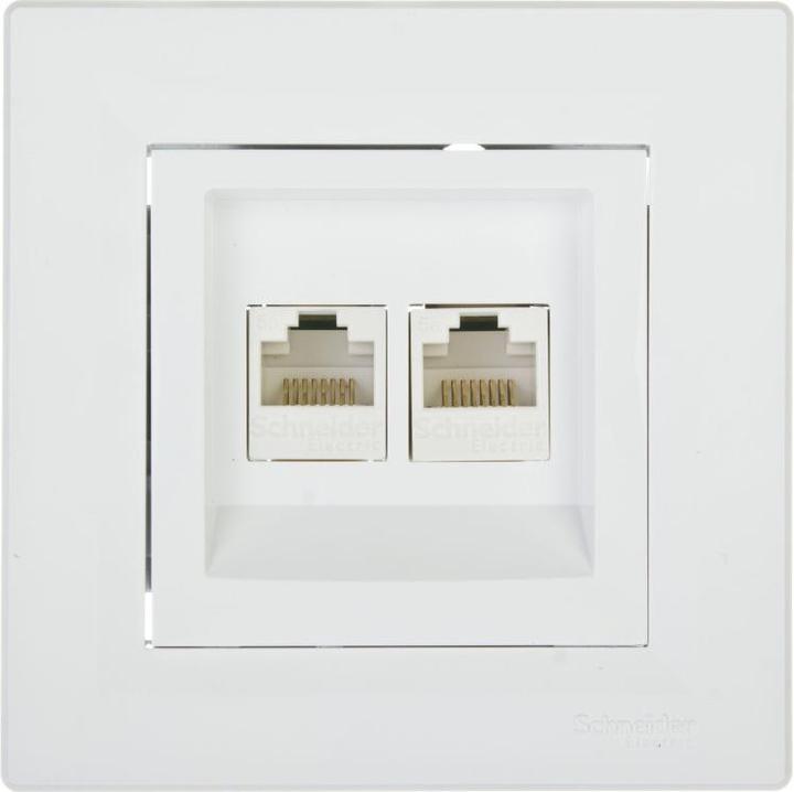 Produktbild Schneider Electric Schneider Electrical Doppelte Computersteckdose 2xRJ45 cat.5e weiss - EPH4400121