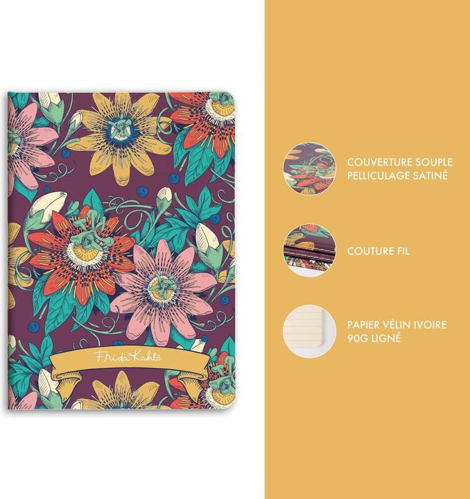 Actual product image Clairefontaine Frida Kahlo, Stapled nbk A5 32sh L ass. (AAA393, Lined, Hardcover)