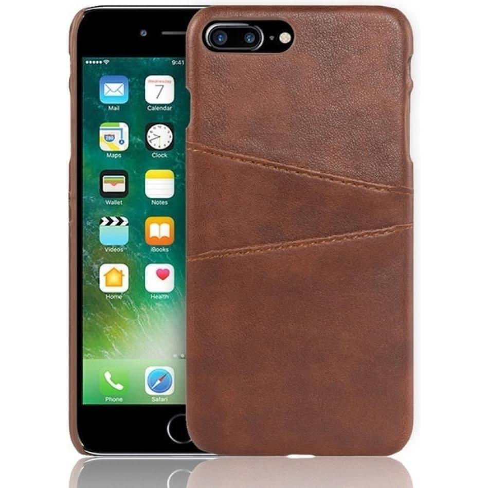 Screenguard Apple iPhone 8 Plus CardCaddy Leder Backcase mit Kartenfächern (Apple iPhone 8 Plus), Smartphone Hülle, Brau...
