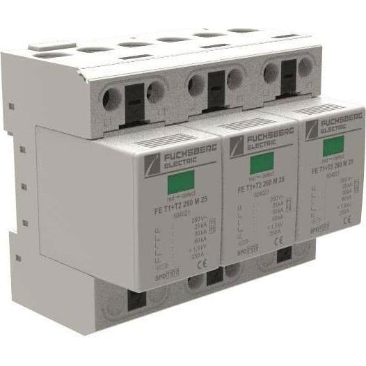 Fuchsberg Electric, Verteilerschrank Zubehör, Kombiableiter Typ 1+2 504620 75 kA, 3+0-Schaltung FE T1+T2 260 TNC 2