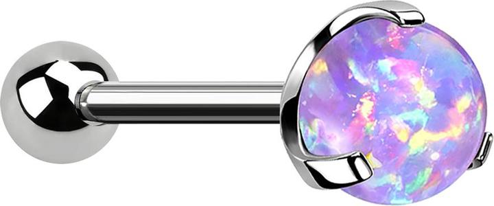 Actual product image Star Piercing Micro Threadless Barbell silber mit Kugel und Kugel Opal violett gefasst (without brass, Titanium)