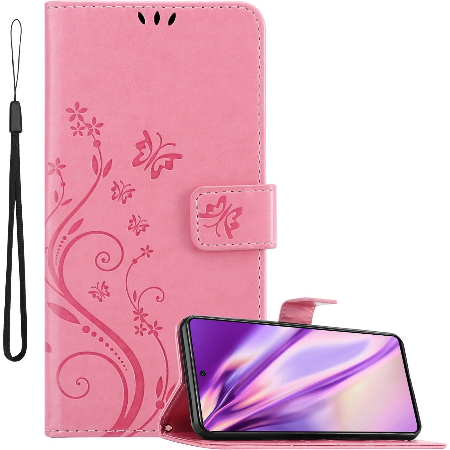 Cadorabo Flower Book Hülle für Xiaomi 11T / 11T PRO (Xiaomi 11T), Smartphone Hülle, Rosa