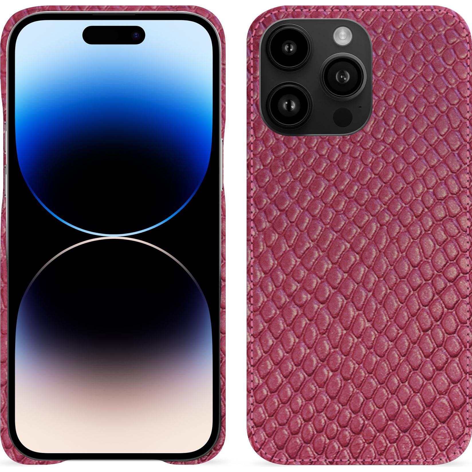 Noreve Lederschutzhülle (Apple iPhone 15 Pro Max), Smartphone Hülle, Rosa