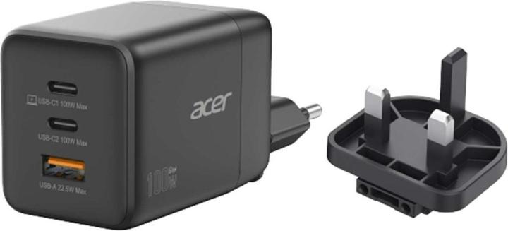 Produktbild Acer GaN charger 2x USB-C + 1x USB-A black (100 W, 3 Ports)