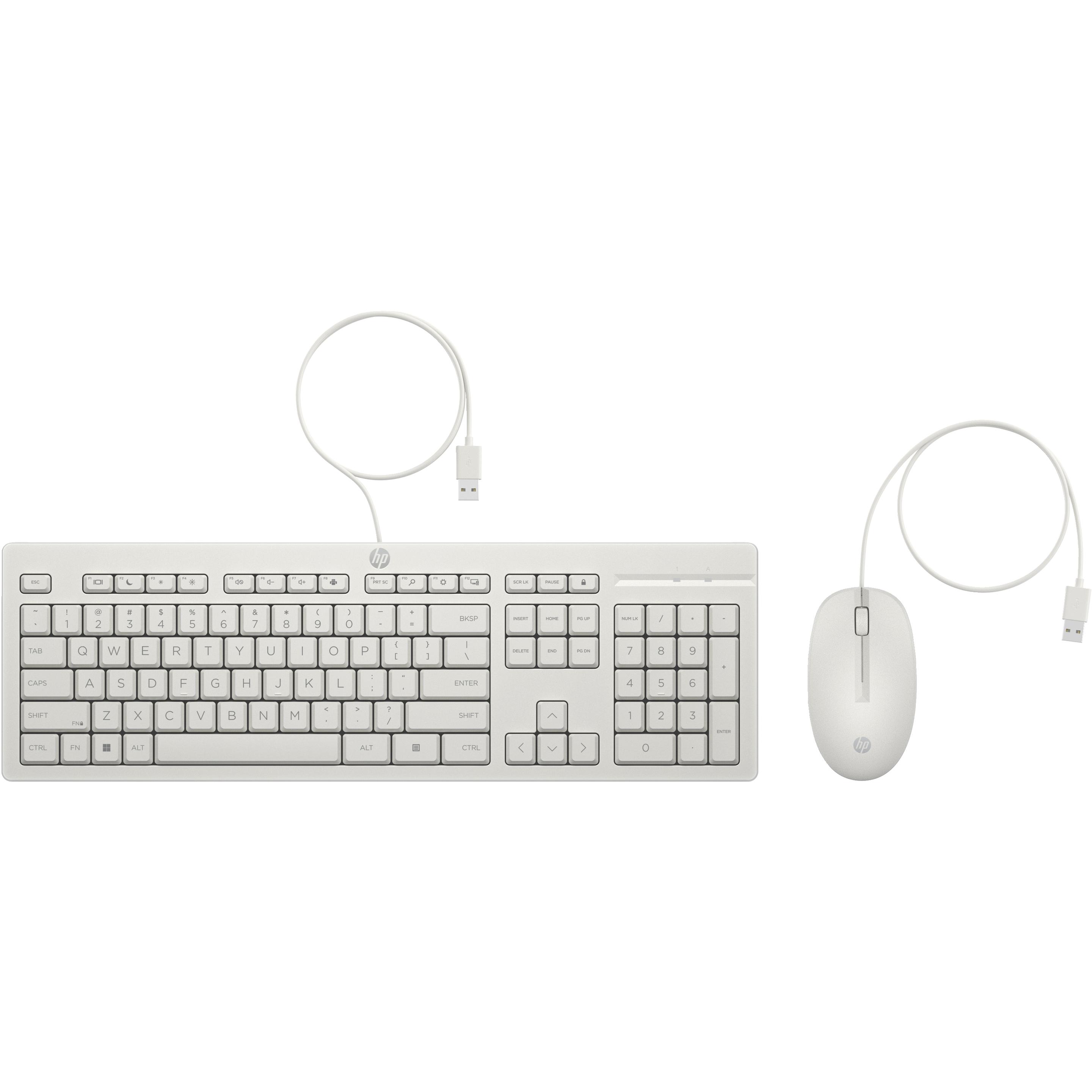 HP 225 Wired Mouse and Keyboard Combo Cashmere White (DE, Kabelgebunden), Tastatur, Weiss